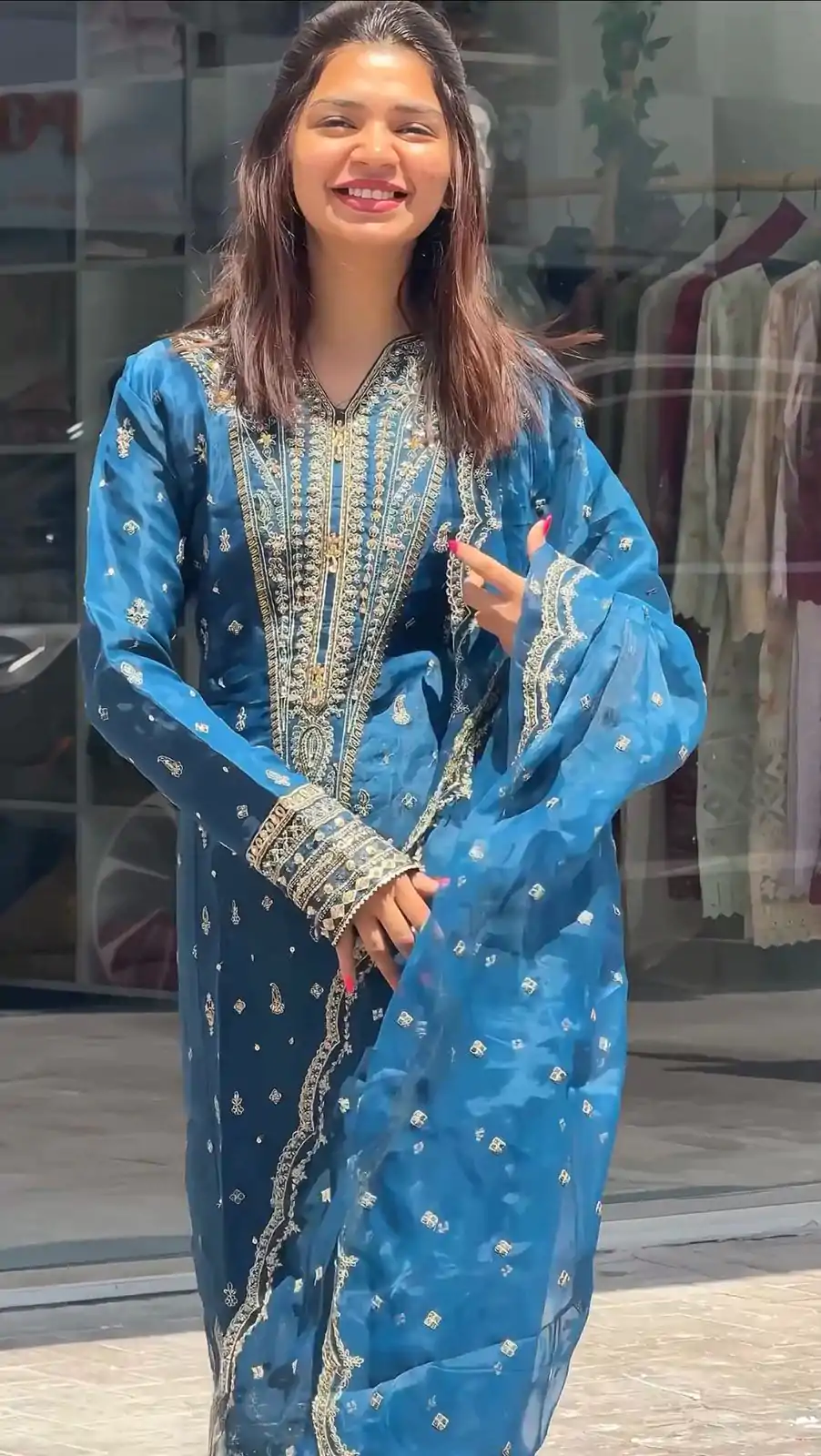 AD 162 Blue Color Organza Silk Embroidery Work Sharara Suit Casual, Wedding, Party, Festive, Events Etc. Expected Delivery 4-6 Working Days @1899/- | Jump Suits, Salwar suit, Casual Suits, Creative suits, Designer Suits, Palazzo Suits, Party Wear Suits, Patiala Suits, Straight Suits