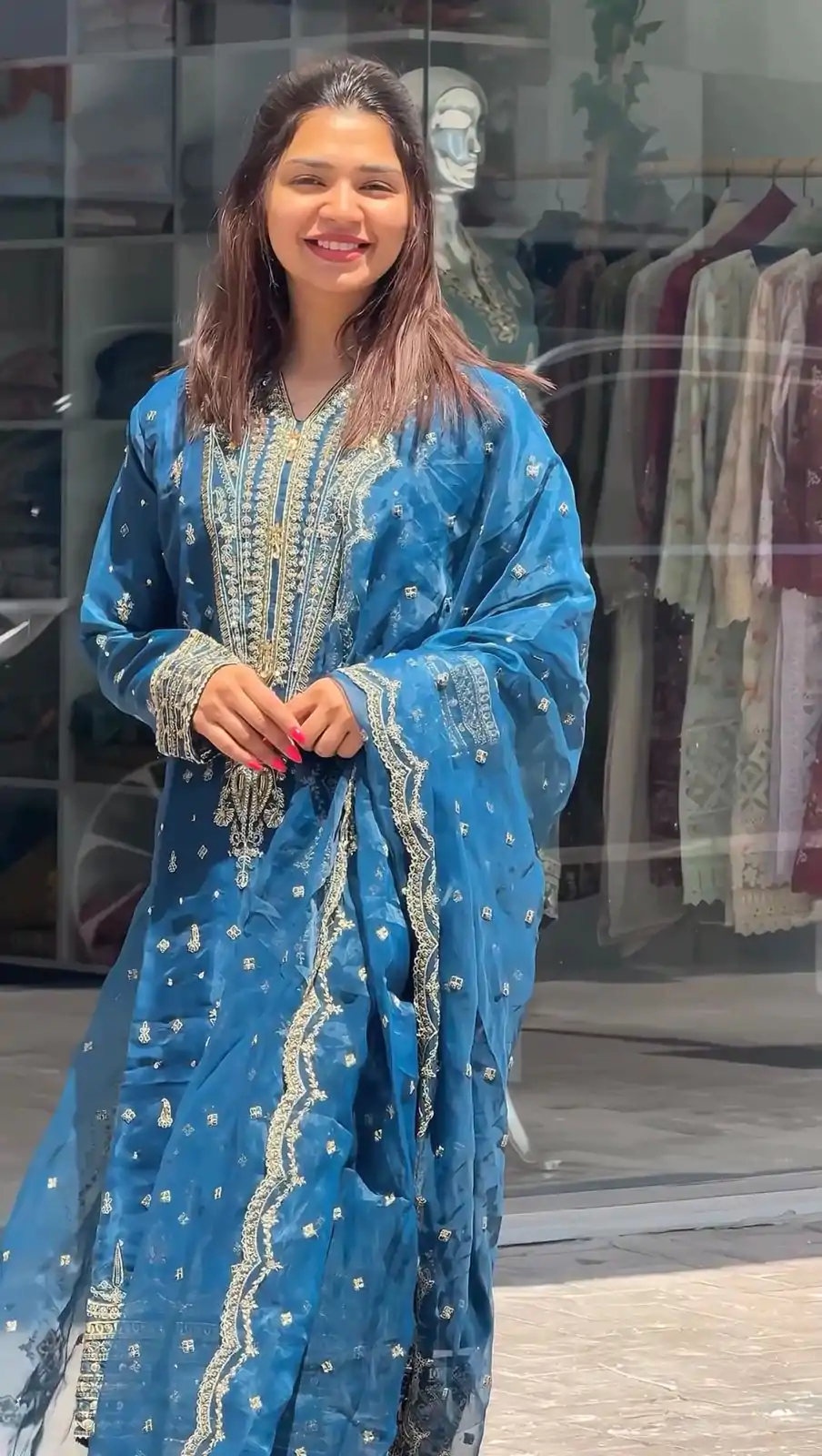 AD 162 Blue Color Organza Silk Embroidery Work Sharara Suit Casual, Wedding, Party, Festive, Events Etc. Expected Delivery 4-6 Working Days @1899/- | Jump Suits, Salwar suit, Casual Suits, Creative suits, Designer Suits, Palazzo Suits, Party Wear Suits, Patiala Suits, Straight Suits