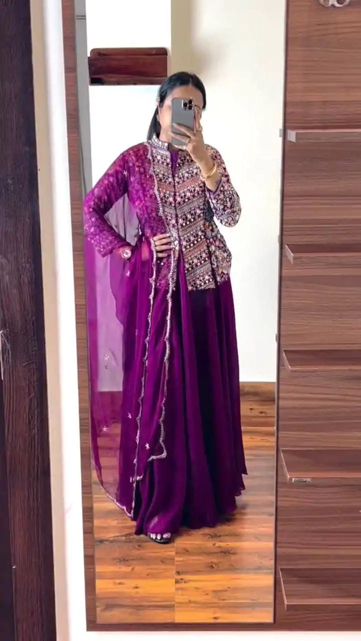 ST 1040 Purple Color Georgette Embroidery Lehenga Choli Casual, Wedding, Party, Festive, Events Etc. Expected Delivery 4-6 Working Days @ 2449/- | Lehenga, Bollywood Lehenga, Creative Lehenga, Designer Lehenga, Embroidered Lehenga, Party Wear Lehenga