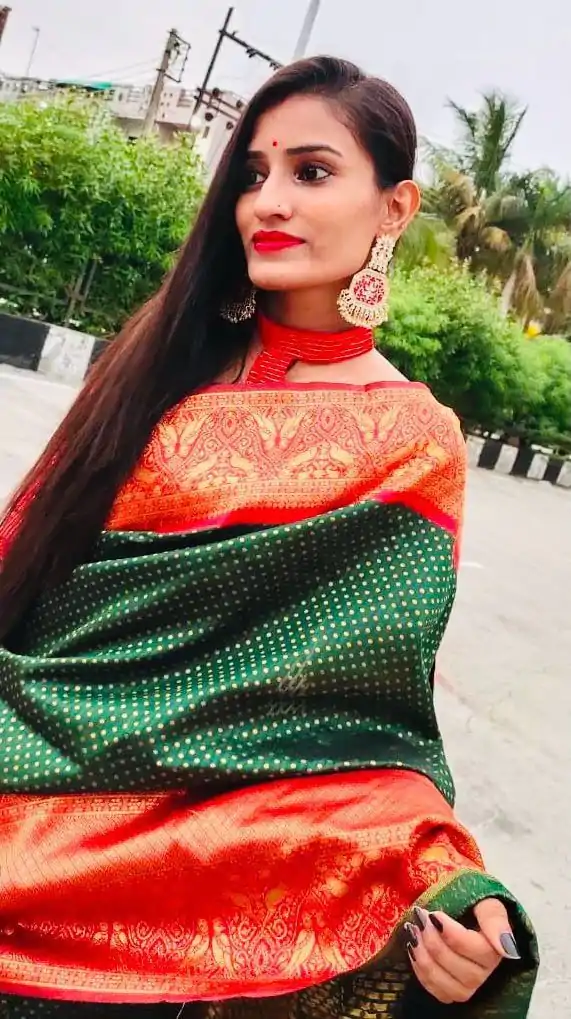 KP 1022 Green Color Soft Lichi Silk Jacquard On All Over Saree Casual, Party Wear, Wedding, Events Etc. Expected Delivery 4-6 Working Days @1449/- | Designer Sarees, Sarees, Bollywood Sarees, Creative Sarees, Embroidered Sarees, Ethnic Saree, Modern Digital sarees, Party Wear Sarees