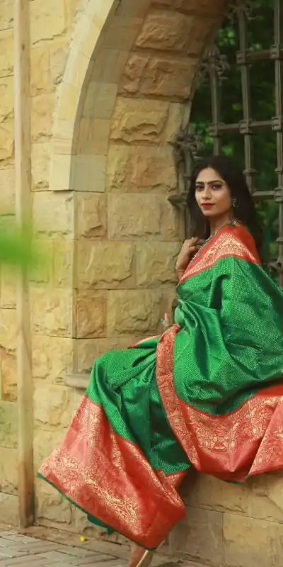 KP 1022 Green Color Soft Lichi Silk Jacquard On All Over Saree Casual, Party Wear, Wedding, Events Etc. Expected Delivery 4-6 Working Days @1449/- | Designer Sarees, Sarees, Bollywood Sarees, Creative Sarees, Embroidered Sarees, Ethnic Saree, Modern Digital sarees, Party Wear Sarees