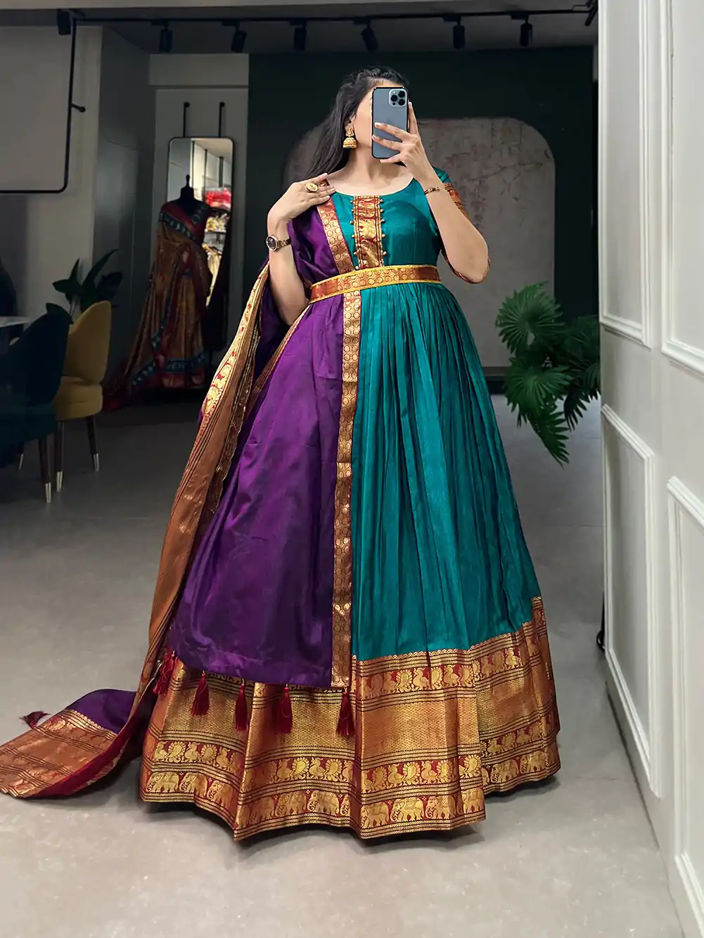 YNF 5313 Teal Blue Color Narayan Pet Zari Weaving Work Gown Casual, Wedding, Festive, Events, Designer Party Wear, Delivery 4-6 Working Days @1899 | Gowns, Bollywood Gowns, Creative Gowns, Designer Gowns, Embroidered Gowns, Party Wear Gowns