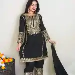 SRK 5151 Black Color Pure Chinnon Silk Embroidery Sequence Salwar Suit Wedding, Party, Festive, Events Expected Delivery 4-6 Working Days @ 1949/- | Jump Suits, Salwar suit, Casual Suits, Creative suits, Designer Suits, Palazzo Suits, Party Wear Suits, Patiala Suits, Straight Suits