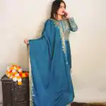 SRK 5151 Blue Color Pure Chinnon Silk Embroidery Sequence Salwar Suit Wedding, Party, Festive, Events Expected Delivery 4-6 Working Days @ 1949/- | Jump Suits, Salwar suit, Casual Suits, Creative suits, Designer Suits, Palazzo Suits, Party Wear Suits, Patiala Suits, Straight Suits