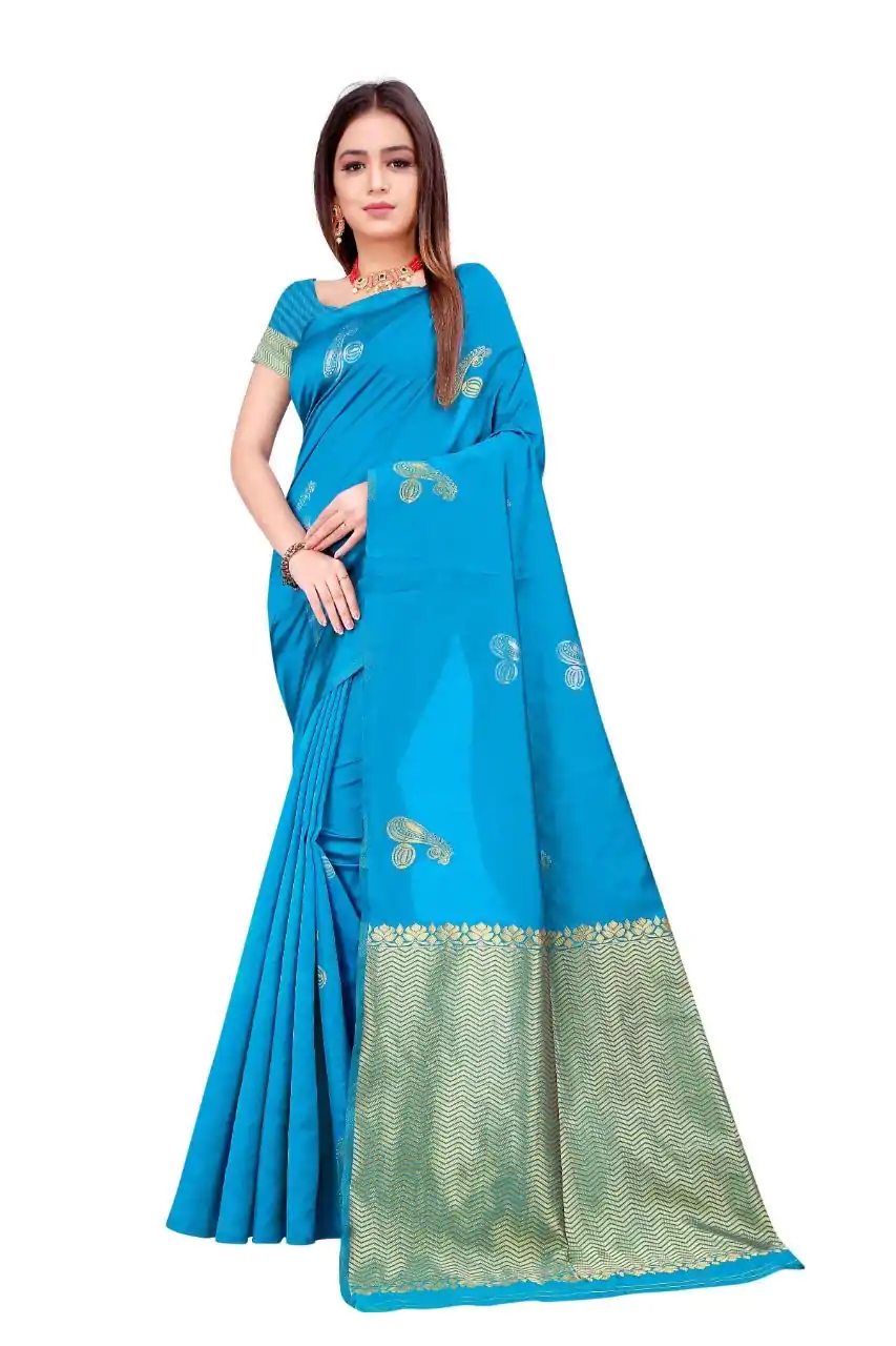 KP 3006 Blue Color Soft Lichi Silk Jacquard On All Over Saree Casual, Party Wear, Wedding, Events Etc. Expected Delivery 4-6 Working Days @1249/- | Designer Sarees, Sarees, Bollywood Sarees, Creative Sarees, Embroidered Sarees, Ethnic Saree, Modern Digital sarees, Party Wear Sarees