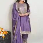 SRK 5151 Violet Color Pure Chinnon Silk Embroidery Sequence Salwar Suit Wedding, Party, Festive, Events Expected Delivery 4-6 Working Days @ 1949/- | Jump Suits, Salwar suit, Casual Suits, Creative suits, Designer Suits, Palazzo Suits, Party Wear Suits, Patiala Suits, Straight Suits