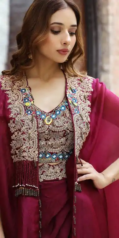 KD 1358 Wine Color Organza silk Thread Sequence Dhoti Salwar Casual, Party Wear, Wedding, Events Etc. Expected Delivery 4-6 Working Days @1849/- | Jump Suits, Salwar suit, Casual Suits, Creative suits, Designer Suits, Palazzo Suits, Party Wear Suits, Patiala Suits, Straight Suits