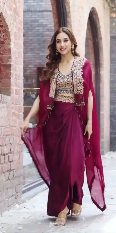 KD 1358 Wine Color Organza silk Thread Sequence Dhoti Salwar Casual, Party Wear, Wedding, Events Etc. Expected Delivery 4-6 Working Days @1849/- | Jump Suits, Salwar suit, Casual Suits, Creative suits, Designer Suits, Palazzo Suits, Party Wear Suits, Patiala Suits, Straight Suits