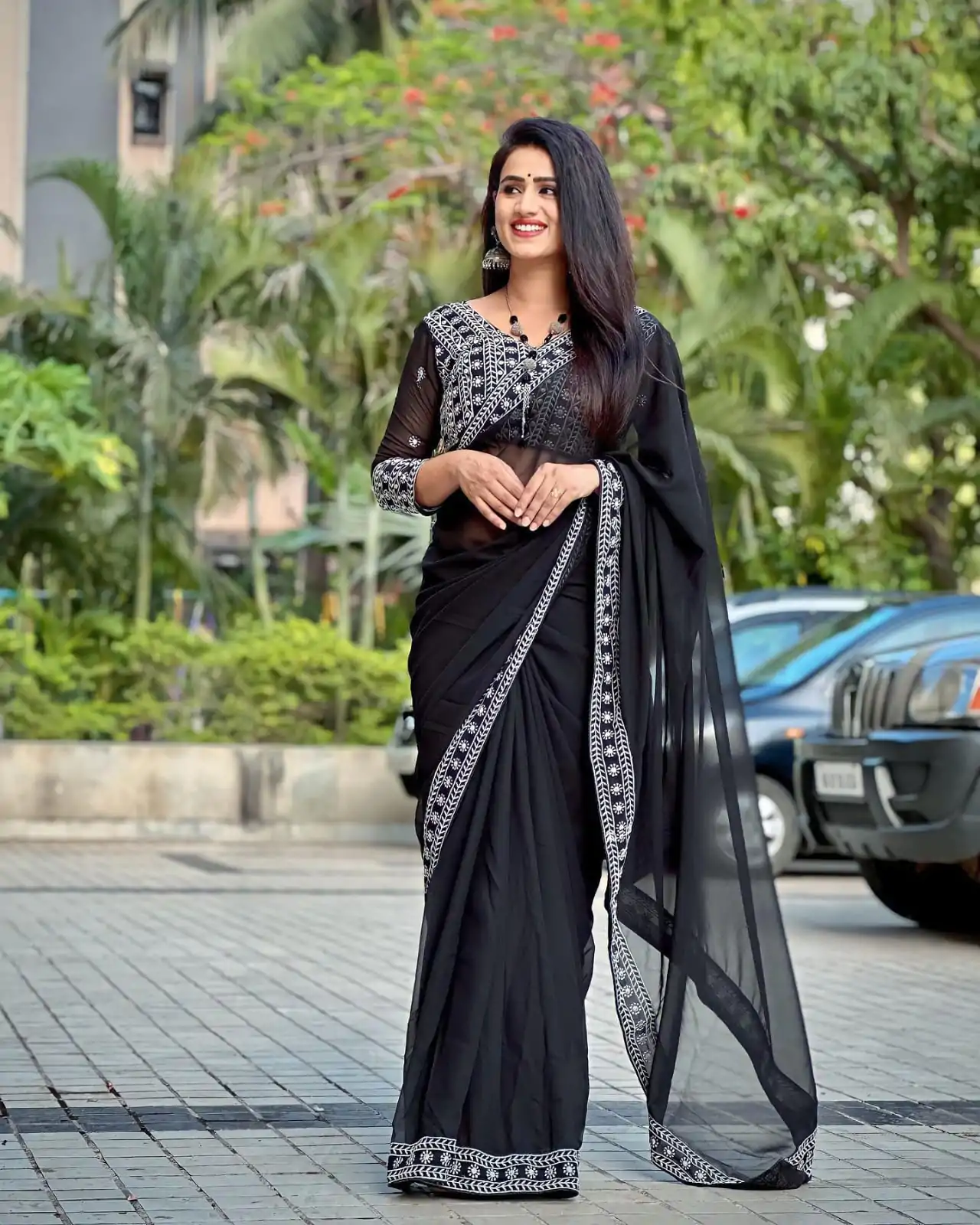 JR 593 Black Color Georgette Embroidery Sequence Saree Casual, Wedding, Festive, Events Expected Delivery  4-6 Working Days @1599/- | Designer Sarees, Sarees, Bollywood Sarees, Creative Sarees, Embroidered Sarees, Ethnic Saree, Modern Digital sarees, Party Wear Sarees