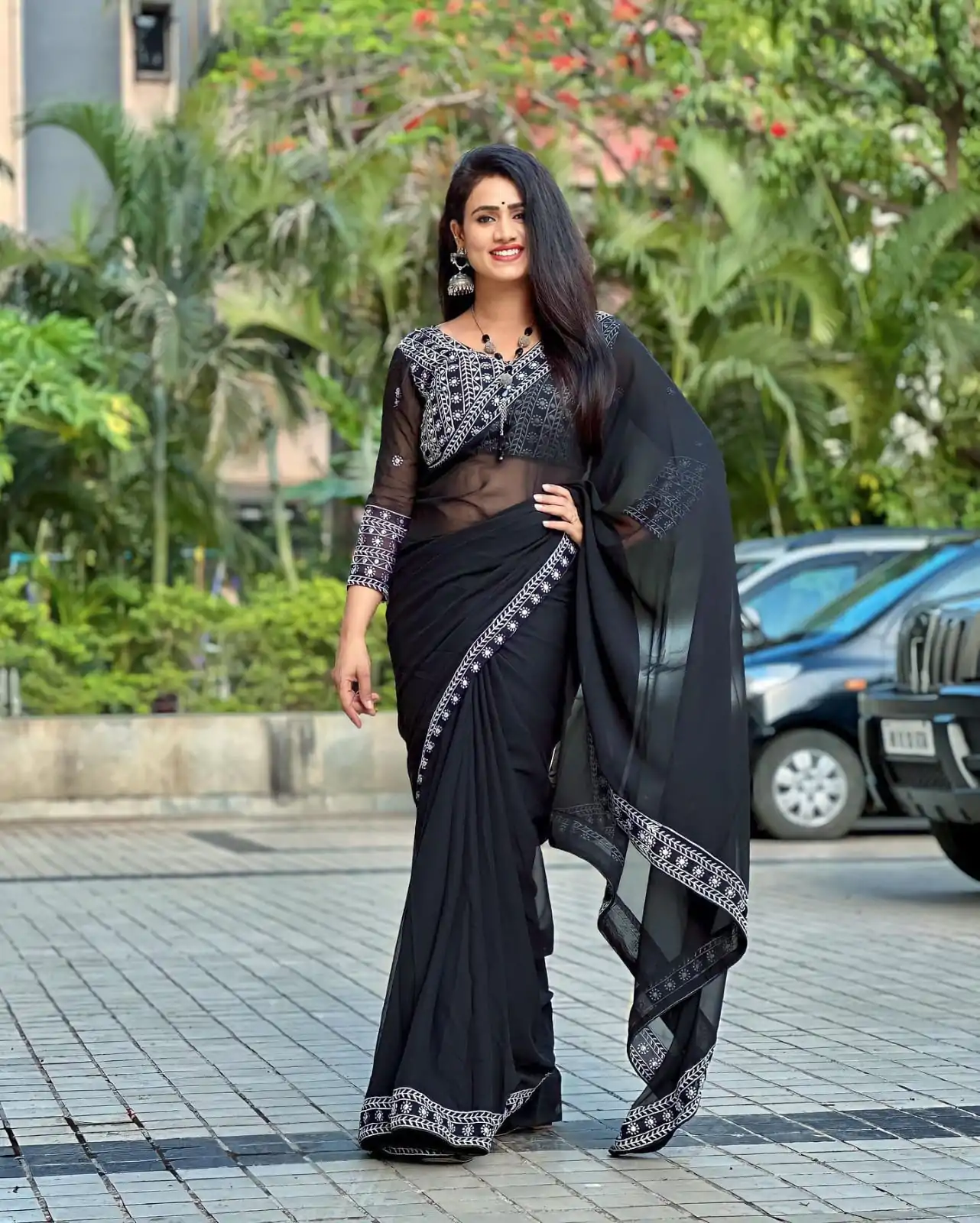 JR 593 Black Color Georgette Embroidery Sequence Saree Casual, Wedding, Festive, Events Expected Delivery  4-6 Working Days @1599/- | Designer Sarees, Sarees, Bollywood Sarees, Creative Sarees, Embroidered Sarees, Ethnic Saree, Modern Digital sarees, Party Wear Sarees
