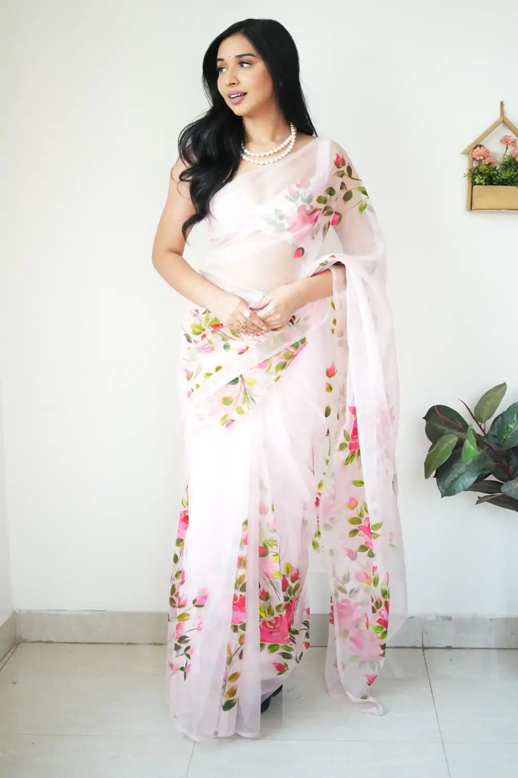 SC 284 White Color Soft Organza Digital Printed Saree , Party Wear, Events, Festivals Expected Delivery 4-6 Working Days 1599/- | Designer Sarees, Sarees, Bollywood Sarees, Creative Sarees, Embroidered Sarees, Ethnic Saree, Modern Digital sarees, Party Wear Sarees