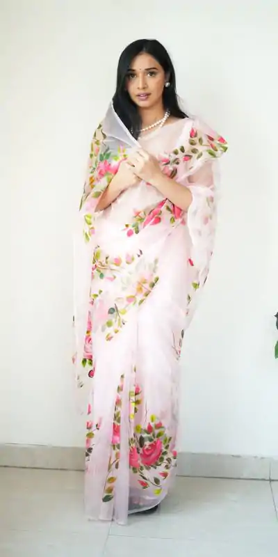 SC 284 White Color Soft Organza Digital Printed Saree , Party Wear, Events, Festivals Expected Delivery 4-6 Working Days 1599/- | Designer Sarees, Sarees, Bollywood Sarees, Creative Sarees, Embroidered Sarees, Ethnic Saree, Modern Digital sarees, Party Wear Sarees