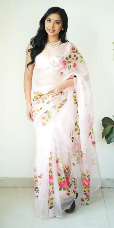 SC 284 White Color Soft Organza Digital Printed Saree , Party Wear, Events, Festivals Expected Delivery 4-6 Working Days 1599/- | Designer Sarees, Sarees, Bollywood Sarees, Creative Sarees, Embroidered Sarees, Ethnic Saree, Modern Digital sarees, Party Wear Sarees