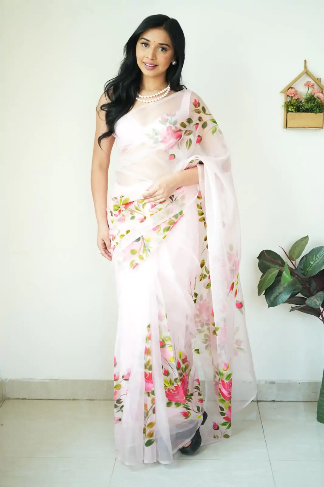 SC 284 White Color Soft Organza Digital Printed Saree , Party Wear, Events, Festivals Expected Delivery 4-6 Working Days 1599/- | Designer Sarees, Sarees, Bollywood Sarees, Creative Sarees, Embroidered Sarees, Ethnic Saree, Modern Digital sarees, Party Wear Sarees