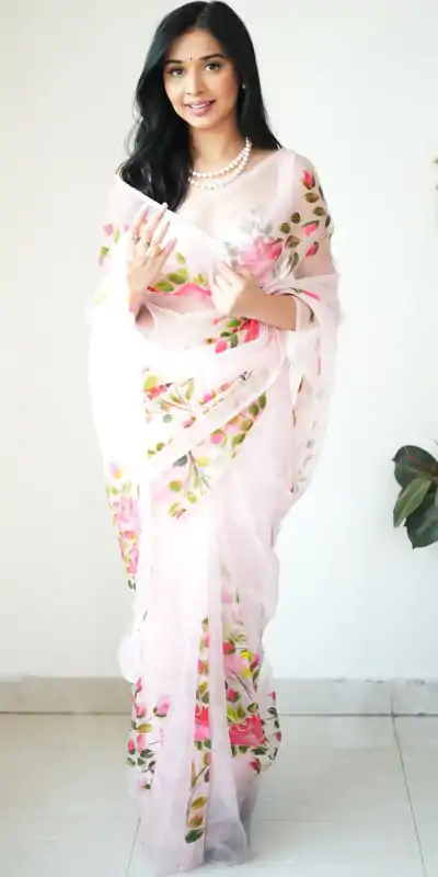 SC 284 White Color Soft Organza Digital Printed Saree , Party Wear, Events, Festivals Expected Delivery 4-6 Working Days 1599/- | Designer Sarees, Sarees, Bollywood Sarees, Creative Sarees, Embroidered Sarees, Ethnic Saree, Modern Digital sarees, Party Wear Sarees