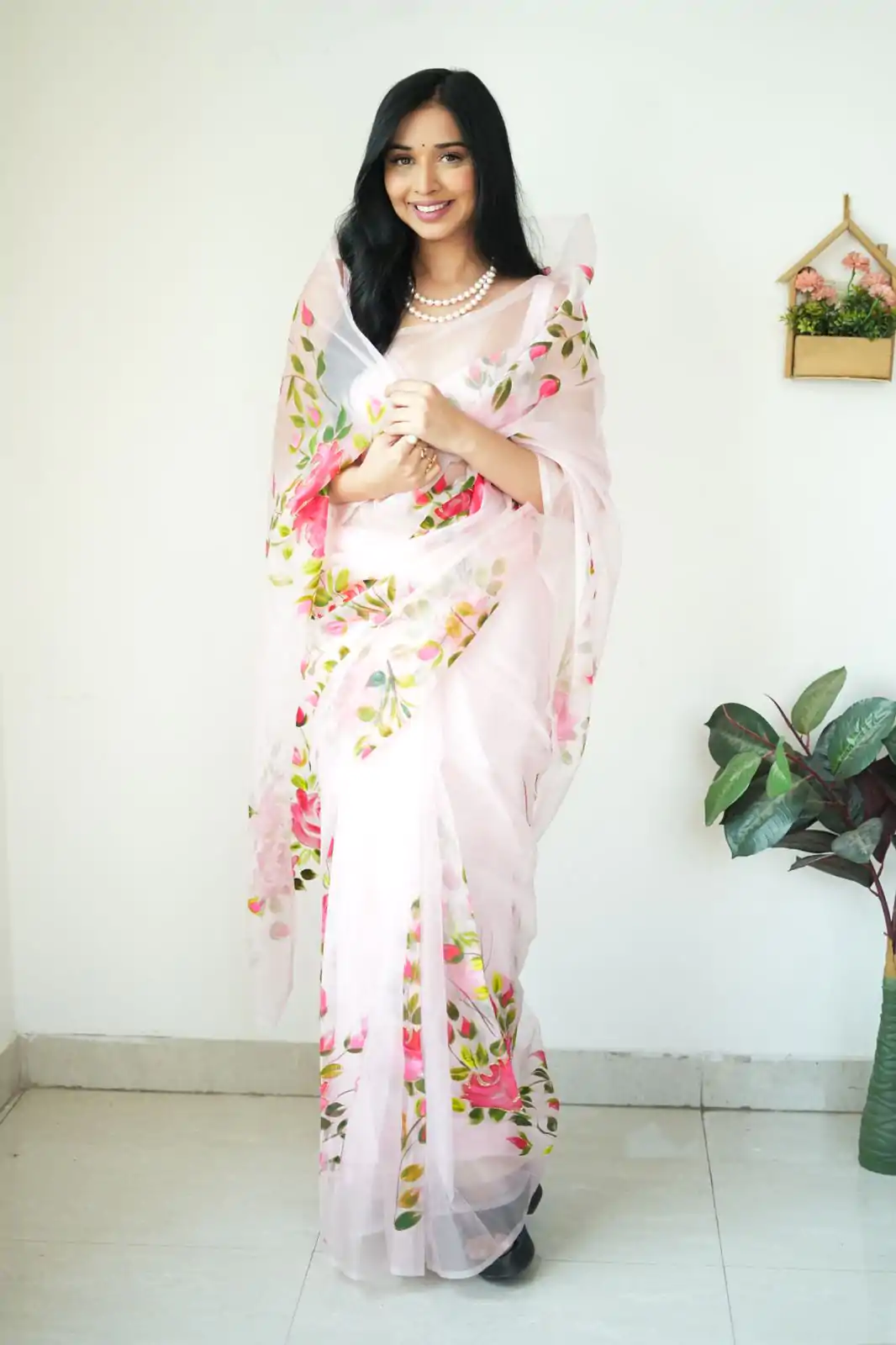 SC 284 White Color Soft Organza Digital Printed Saree , Party Wear, Events, Festivals Expected Delivery 4-6 Working Days 1599/- | Designer Sarees, Sarees, Bollywood Sarees, Creative Sarees, Embroidered Sarees, Ethnic Saree, Modern Digital sarees, Party Wear Sarees