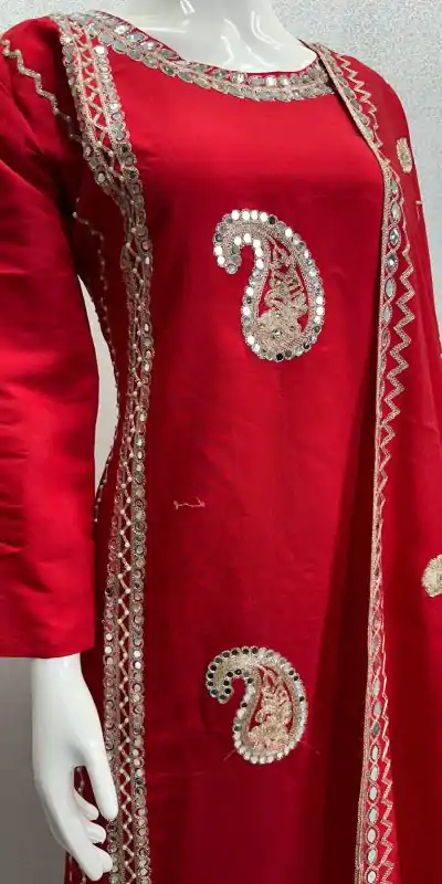 KF 1641 Red Color Roman Silk Embroidered Salwar Suit Wedding, Party, Festive, Events Etc.  Expected Delivery 4-6 Working Days @1999/-Only | Salwar suit, Casual Suits, Creative suits, Designer Suits, Palazzo Suits, Party Wear Suits, Straight Suits
