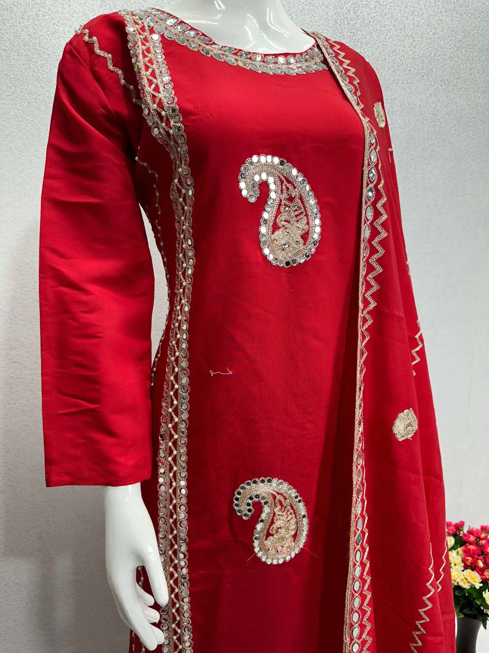 KF 1641 Red Color Roman Silk Embroidered Salwar Suit Wedding, Party, Festive, Events Etc.  Expected Delivery 4-6 Working Days @1999/-Only | Salwar suit, Casual Suits, Creative suits, Designer Suits, Palazzo Suits, Party Wear Suits, Straight Suits