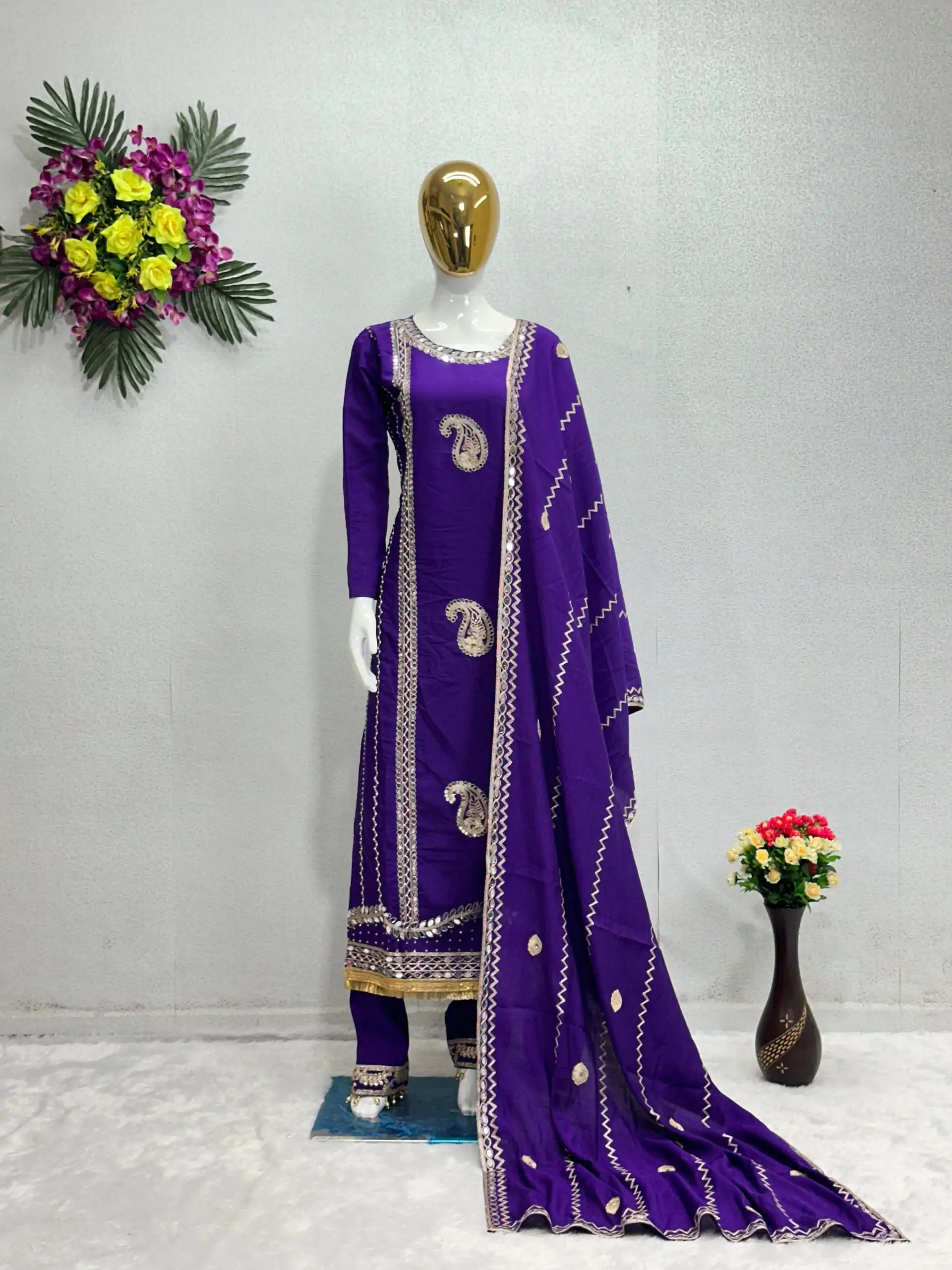 KF 1641 Violet Color Roman Silk Embroidered Salwar Suit Wedding, Party, Festive, Events Etc.  Expected Delivery 4-6 Working Days @1999/-Only | Salwar suit, Casual Suits, Creative suits, Designer Suits, Palazzo Suits, Party Wear Suits, Straight Suits