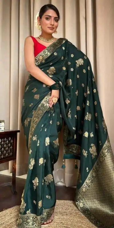 DDF 129 Green Color Banarasi Soft Silk Extra Ordinary Design Saree Casual, Party Wear, Events, Festivals Etc. Expected Delivery 4-6 Working Days 1449/- | Designer Sarees, Sarees, Bollywood Sarees, Creative Sarees, Embroidered Sarees, Ethnic Saree, Modern Digital sarees, Party Wear Sarees