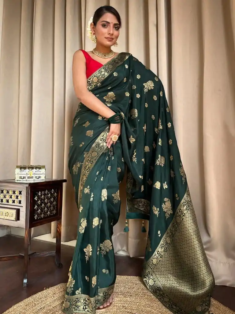 DDF 129 Green Color Banarasi Soft Silk Extra Ordinary Design Saree Casual, Party Wear, Events, Festivals Etc. Expected Delivery 4-6 Working Days 1449/- | Designer Sarees, Sarees, Bollywood Sarees, Creative Sarees, Embroidered Sarees, Ethnic Saree, Modern Digital sarees, Party Wear Sarees