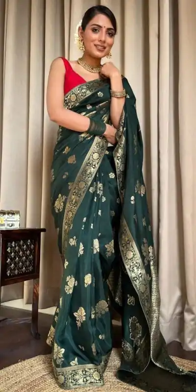 DDF 129 Green Color Banarasi Soft Silk Extra Ordinary Design Saree Casual, Party Wear, Events, Festivals Etc. Expected Delivery 4-6 Working Days 1449/- | Designer Sarees, Sarees, Bollywood Sarees, Creative Sarees, Embroidered Sarees, Ethnic Saree, Modern Digital sarees, Party Wear Sarees