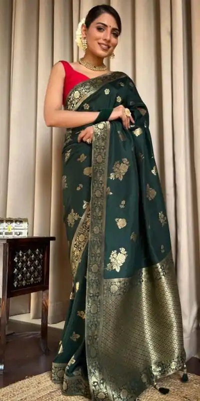 DDF 129 Green Color Banarasi Soft Silk Extra Ordinary Design Saree Casual, Party Wear, Events, Festivals Etc. Expected Delivery 4-6 Working Days 1449/- | Designer Sarees, Sarees, Bollywood Sarees, Creative Sarees, Embroidered Sarees, Ethnic Saree, Modern Digital sarees, Party Wear Sarees
