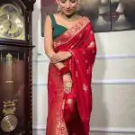 DDF 129 Red Color Banarasi Soft Silk Extra Ordinary Design Saree Casual, Party Wear, Events, Festivals Etc. Expected Delivery 4-6 Working Days 1449/- | Designer Sarees, Sarees, Bollywood Sarees, Creative Sarees, Embroidered Sarees, Ethnic Saree, Modern Digital sarees, Party Wear Sarees