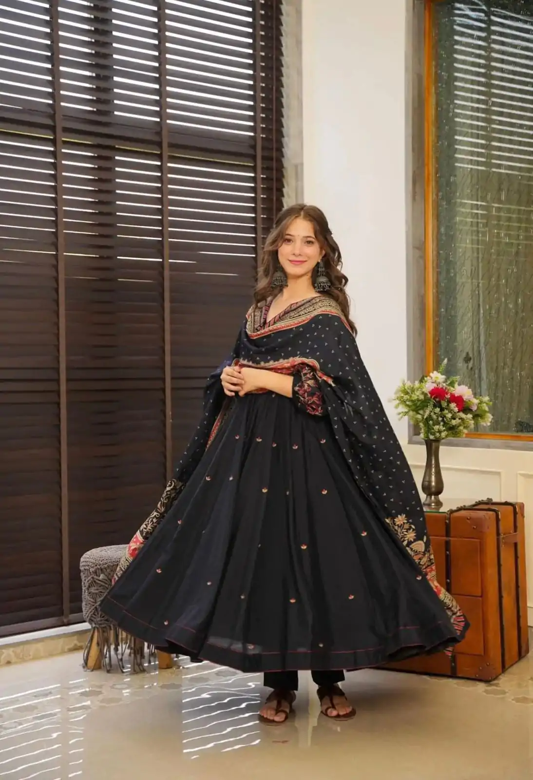 SRK 5171 Black Color Pure Chinnon Silk Embroidery Sequence Salwar Suit Wedding, Party, Festive, Events Expected Delivery 4-6 Working Days @ 1999/- | Jump Suits, Salwar suit, Casual Suits, Creative suits, Designer Suits, Palazzo Suits, Party Wear Suits, Patiala Suits, Straight Suits