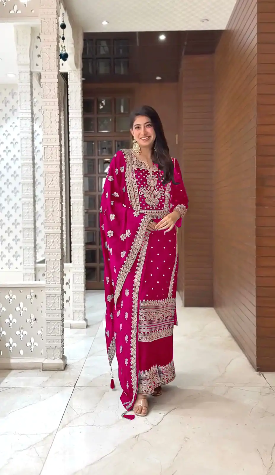 SRK 5156 Pink Color Pure Chinnon Silk Embroidery Sequence Salwar Suit Wedding, Party, Festive, Events Expected Delivery 4-6 Working Days @ 2149/- | Jump Suits, Salwar suit, Casual Suits, Creative suits, Designer Suits, Palazzo Suits, Party Wear Suits, Patiala Suits, Straight Suits