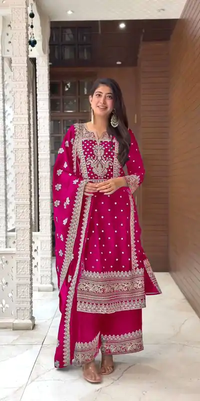 SRK 5156 Pink Color Pure Chinnon Silk Embroidery Sequence Salwar Suit Wedding, Party, Festive, Events Expected Delivery 4-6 Working Days @ 2149/- | Jump Suits, Salwar suit, Casual Suits, Creative suits, Designer Suits, Palazzo Suits, Party Wear Suits, Patiala Suits, Straight Suits