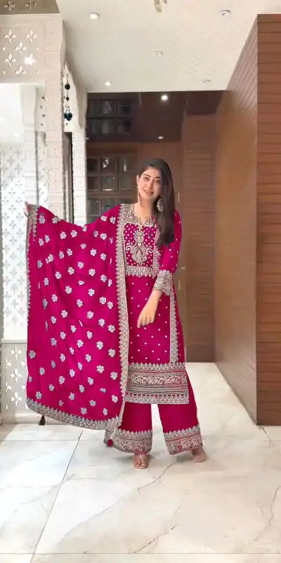 SRK 5156 Pink Color Pure Chinnon Silk Embroidery Sequence Salwar Suit Wedding, Party, Festive, Events Expected Delivery 4-6 Working Days @ 2149/- | Jump Suits, Salwar suit, Casual Suits, Creative suits, Designer Suits, Palazzo Suits, Party Wear Suits, Patiala Suits, Straight Suits