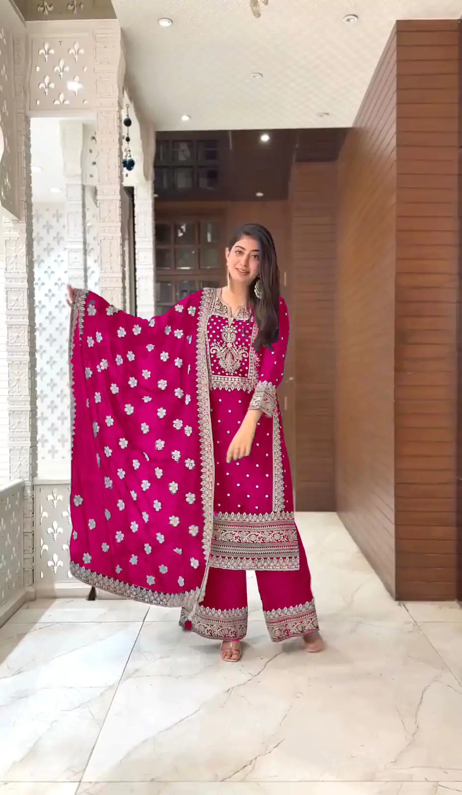SRK 5156 Pink Color Pure Chinnon Silk Embroidery Sequence Salwar Suit Wedding, Party, Festive, Events Expected Delivery 4-6 Working Days @ 2149/- | Jump Suits, Salwar suit, Casual Suits, Creative suits, Designer Suits, Palazzo Suits, Party Wear Suits, Patiala Suits, Straight Suits