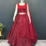 RC 241 Red Color Heavy Georgette Embroidery Sequins Lehenga Choli Casual, Party Wedding, Festive, Events Etc. Delivery  4-6 Working Days 1999/- | Lehenga, Bollywood Lehenga, Creative Lehenga, Designer Lehenga, Embroidered Lehenga, Party Wear Lehenga