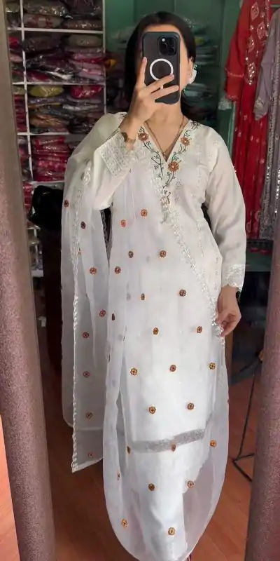 NF 1190 White color Georgette Embroidery Sequence Salwar Suit Casual, Wedding, Party, Festive, Events . Expected Delivery  4-6 Working Days @1999 | Salwar suit, Casual Suits, Creative suits, Designer Suits, Palazzo Suits, Party Wear Suits, Patiala Suits, Straight Suits