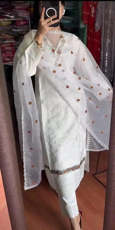 NF 1190 White color Georgette Embroidery Sequence Salwar Suit Casual, Wedding, Party, Festive, Events . Expected Delivery  4-6 Working Days @1999 | Salwar suit, Casual Suits, Creative suits, Designer Suits, Palazzo Suits, Party Wear Suits, Patiala Suits, Straight Suits