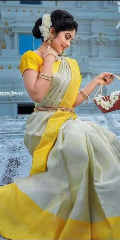 KP 3083 White & Yellow Color Soft Lichi Silk Jacquard On All Over Saree Casual, Party Wear, Wedding, Events Etc. Expected Delivery 4-6 Working Days @1449/- | Designer Sarees, Sarees, Bollywood Sarees, Creative Sarees, Embroidered Sarees, Ethnic Saree, Modern Digital sarees, Party Wear Sarees