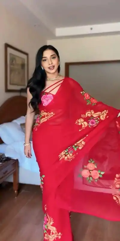 SC 278 Red Color Pure Soft Georgette Silk Design All Over Saree , Party Wear, Events, Festivals Expected Delivery 4-6 Working Days 1599/- | Designer Sarees, Sarees, Bollywood Sarees, Creative Sarees, Embroidered Sarees, Ethnic Saree, Modern Digital sarees, Party Wear Sarees