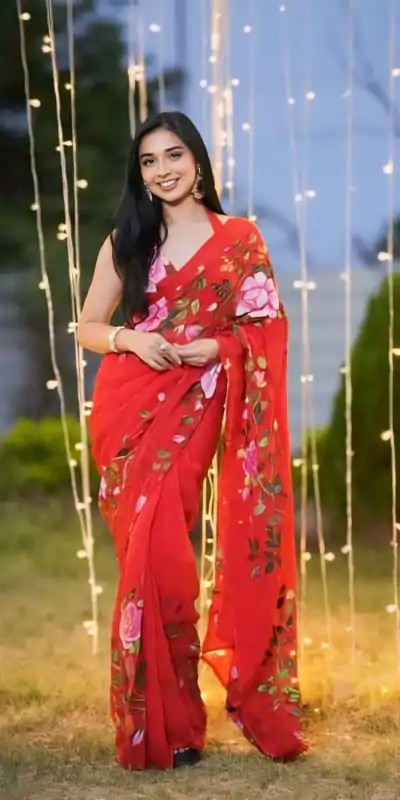 SC 278 Red Color Pure Soft Georgette Silk Design All Over Saree , Party Wear, Events, Festivals Expected Delivery 4-6 Working Days 1599/- | Designer Sarees, Sarees, Bollywood Sarees, Creative Sarees, Embroidered Sarees, Ethnic Saree, Modern Digital sarees, Party Wear Sarees