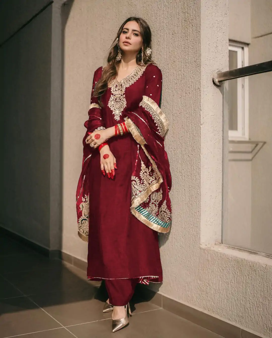 SRK 5153 Red Color Pure Chinnon Silk Embroidery Sequence Salwar Suit Wedding, Party, Festive, Events Expected Delivery 4-6 Working Days @ 1899/- | Jump Suits, Salwar suit, Casual Suits, Creative suits, Designer Suits, Palazzo Suits, Party Wear Suits, Patiala Suits, Straight Suits