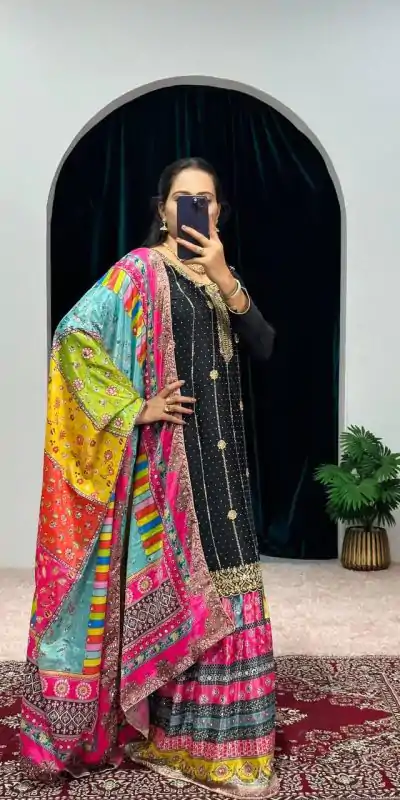 ST 1046 Black Color Chinon Embroidery Work Salwar Suit Casual, Wedding, Party, Festive, Events Etc. Expected Delivery 4-6 Working Days @2399/- | Jump Suits, Salwar suit, Casual Suits, Creative suits, Designer Suits, Palazzo Suits, Party Wear Suits, Patiala Suits, Straight Suits