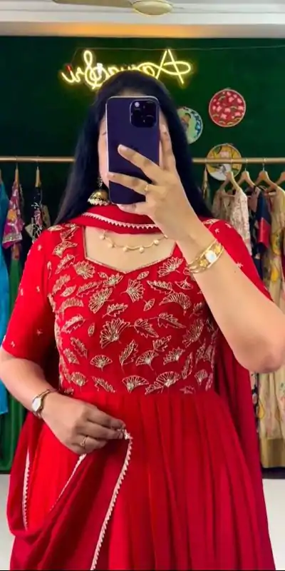 PC 348 Red color Georgette Embroidered Anarkali Suit Casual, Wedding, Party, Festive, Events . Expected Delivery 4-6 Working Days @1949 | Anarkali Suits, Bollywood Anarkali, Creative-Anarkali, Designer Anarkali, Embroidered Anarkali, Party Wear Anarkali