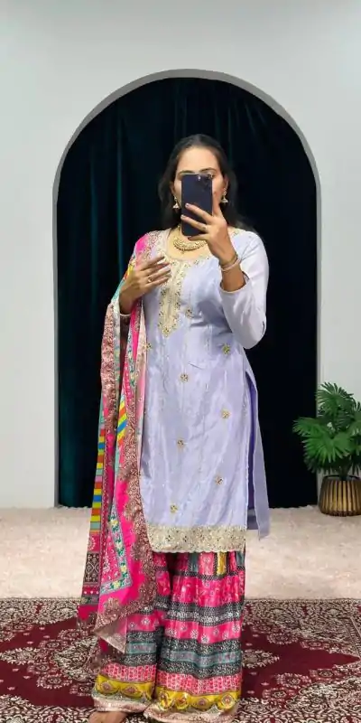 ST 1046 Violet Color Chinon Embroidery Work Salwar Suit Casual, Wedding, Party, Festive, Events Etc. Expected Delivery 4-6 Working Days @2399/- | Jump Suits, Salwar suit, Casual Suits, Creative suits, Designer Suits, Palazzo Suits, Party Wear Suits, Patiala Suits, Straight Suits