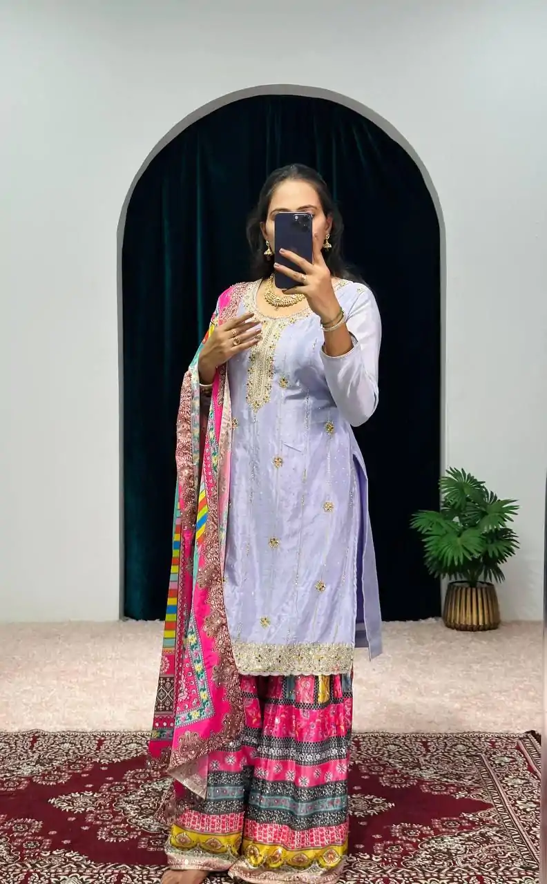 ST 1046 Violet Color Chinon Embroidery Work Salwar Suit Casual, Wedding, Party, Festive, Events Etc. Expected Delivery 4-6 Working Days @2399/- | Jump Suits, Salwar suit, Casual Suits, Creative suits, Designer Suits, Palazzo Suits, Party Wear Suits, Patiala Suits, Straight Suits
