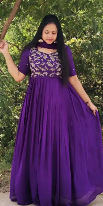 PC 348 Violet color Georgette Embroidered Anarkali Suit Casual, Wedding, Party, Festive, Events . Expected Delivery  4-6 Working Days @1949 | Anarkali Suits, Bollywood Anarkali, Creative-Anarkali, Designer Anarkali, Embroidered Anarkali, Party Wear Anarkali