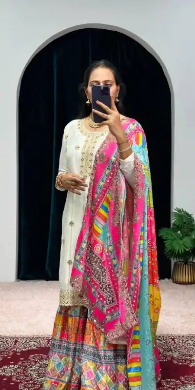 ST 1046 White Color Chinon Embroidery Work Salwar Suit Casual, Wedding, Party, Festive, Events Etc. Expected Delivery 4-6 Working Days @2399/- | Jump Suits, Salwar suit, Casual Suits, Creative suits, Designer Suits, Palazzo Suits, Party Wear Suits, Patiala Suits, Straight Suits