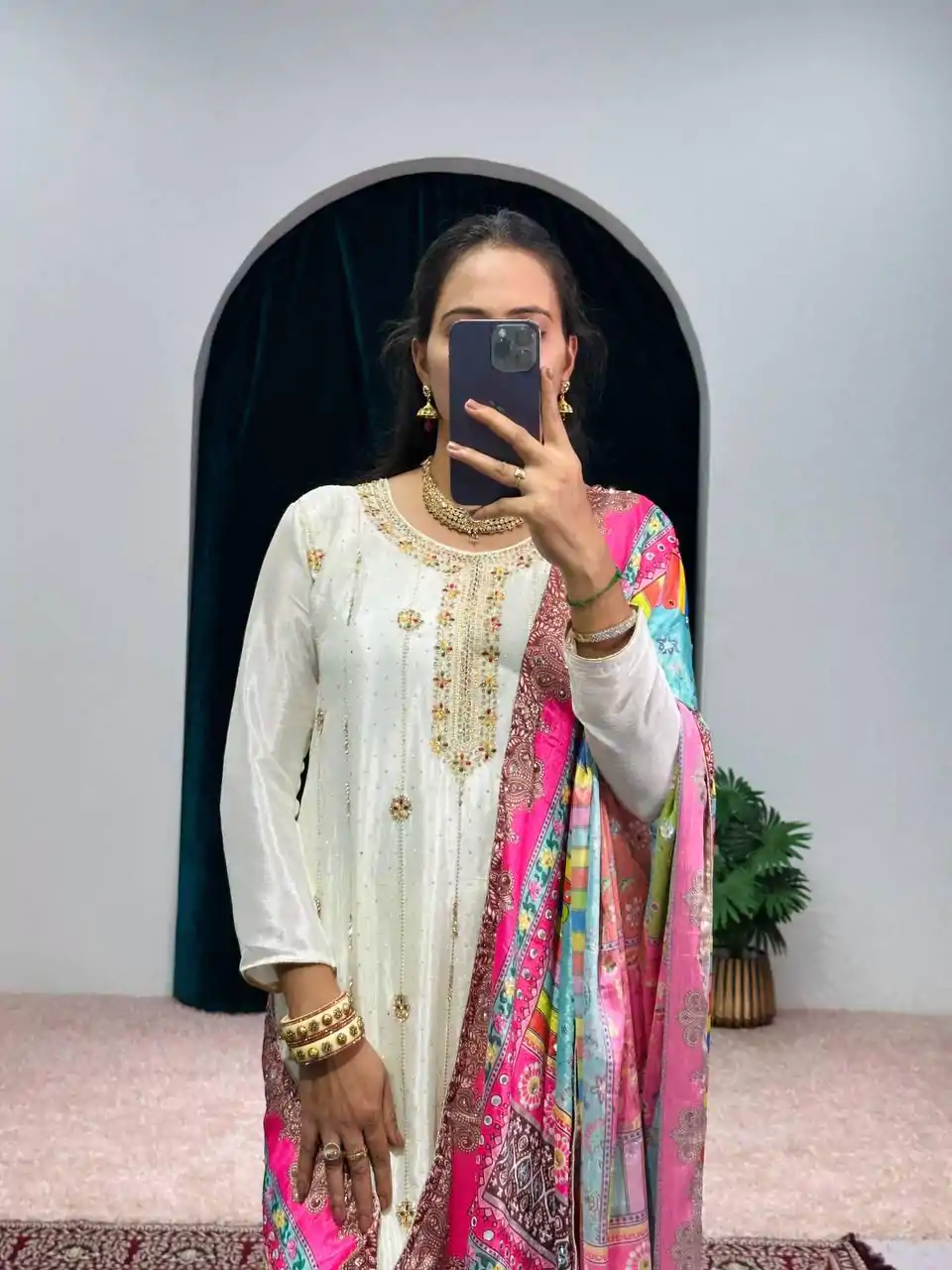 ST 1046 White Color Chinon Embroidery Work Salwar Suit Casual, Wedding, Party, Festive, Events Etc. Expected Delivery 4-6 Working Days @2399/- | Jump Suits, Salwar suit, Casual Suits, Creative suits, Designer Suits, Palazzo Suits, Party Wear Suits, Patiala Suits, Straight Suits