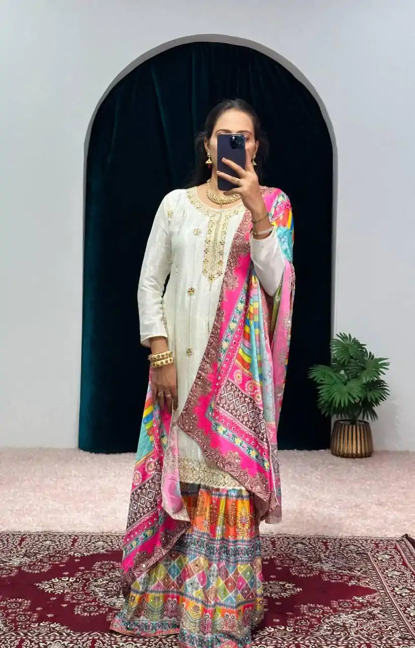 ST 1046 White Color Chinon Embroidery Work Salwar Suit Casual, Wedding, Party, Festive, Events Etc. Expected Delivery 4-6 Working Days @2399/- | Jump Suits, Salwar suit, Casual Suits, Creative suits, Designer Suits, Palazzo Suits, Party Wear Suits, Patiala Suits, Straight Suits