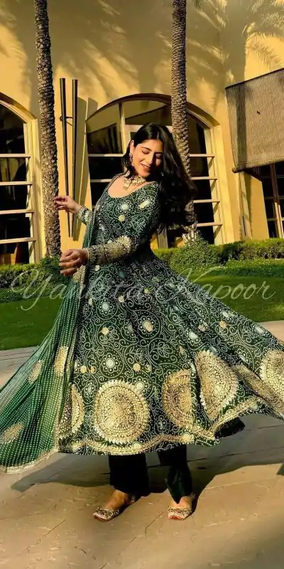 SSR 469 Green Color Georgette Embroidery Sequence Anarkali Suit Wedding, Party, Festive, Events Expected Delivery 4-6 Working Days @ 2099/- Only | Anarkali Suits, Bollywood Anarkali, Creative-Anarkali, Designer Anarkali, Embroidered Anarkali, Party Wear Anarkali, Straight Suits