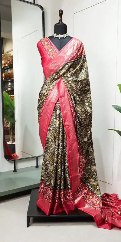YNF 7205 Mehndi Color Dola Silk Patola Print Foil Work Patta Saree Casual Party Wear, Wedding, Events Etc. Expected Delivery 4-6 Working Days @1649 | Designer Sarees, Sarees, Bollywood Sarees, Creative Sarees, Embroidered Sarees, Ethnic Saree, Modern Digital sarees, Party Wear Sarees